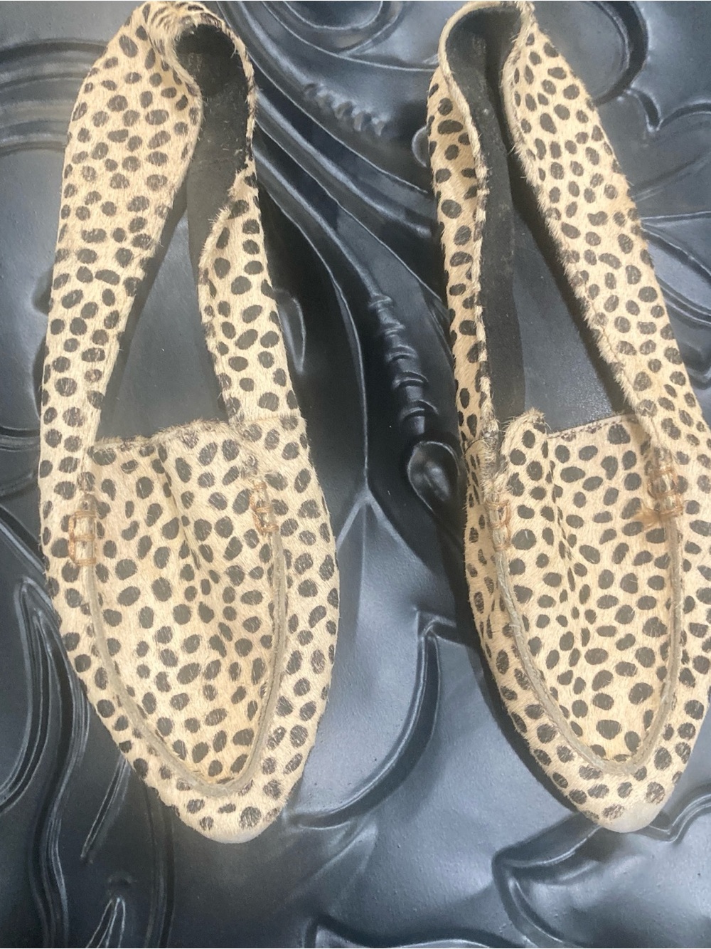 Express Leopard Print Slip-On Flats - Tan & Black